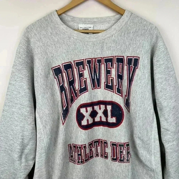 90s Vintage Lee Brewery Athletic Department Sweatshirt - XXL Size L - Picture 2 of 6